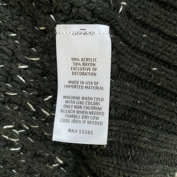 Express Chunky Knit Oversized Cardigan Women M/L Black Open Front Boho Lagenlook - Picture 7 of 7